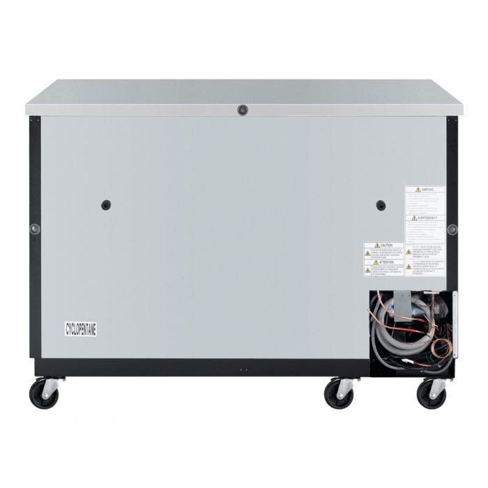 Turbo Air TBB-2SB-N6 2 Solid Door 59" Back Bar Cooler, Black Vinyl Exterior, 19 Cu. Ft.