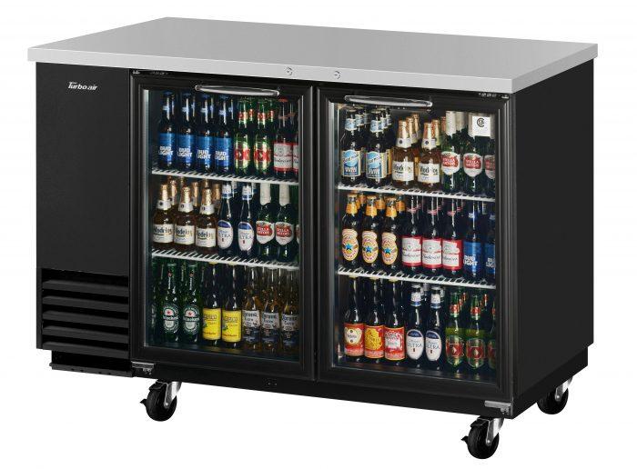 Turbo Air TBB-2SG-N 2 Glass Door 59" Back Bar Cooler, Black Vinyl Exterior, 19 Cu. Ft.