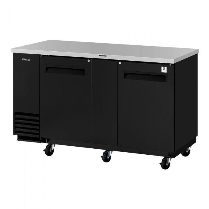 Turbo Air TBB-3SB-N6 2 Solid Door 69" Back Bar Cooler, Black Vinyl Exterior, 23 Cu. Ft.