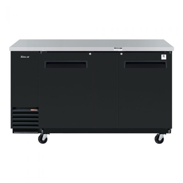 Turbo Air TBB-3SB-N6 2 Solid Door 69" Back Bar Cooler, Black Vinyl Exterior, 23 Cu. Ft.