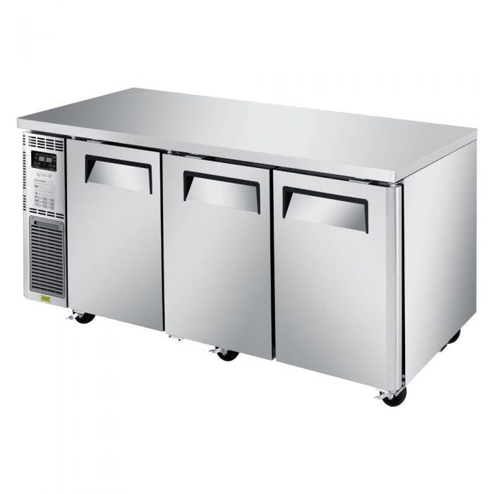 Turbo Air JURF-72-N 3 Solid Door Undercounter Refrigerator and Freezer, Side Mount, 12.4 Cu. Ft.