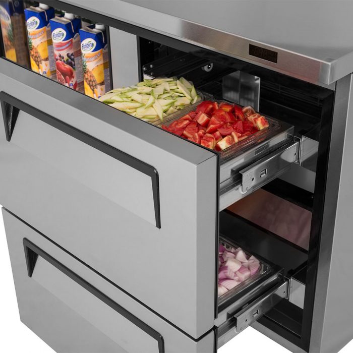 Turbo Air TWF-48SD-D2-N 1 Solid Door and 2 Drawer Worktop Freezer, 12 Cu. Ft.
