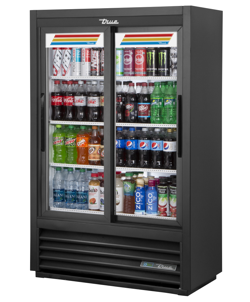 True GDM-33SSL-56-HC-LD Merchandiser Refrigerator, 36" Wide, 2 Doors, 4 Shelves