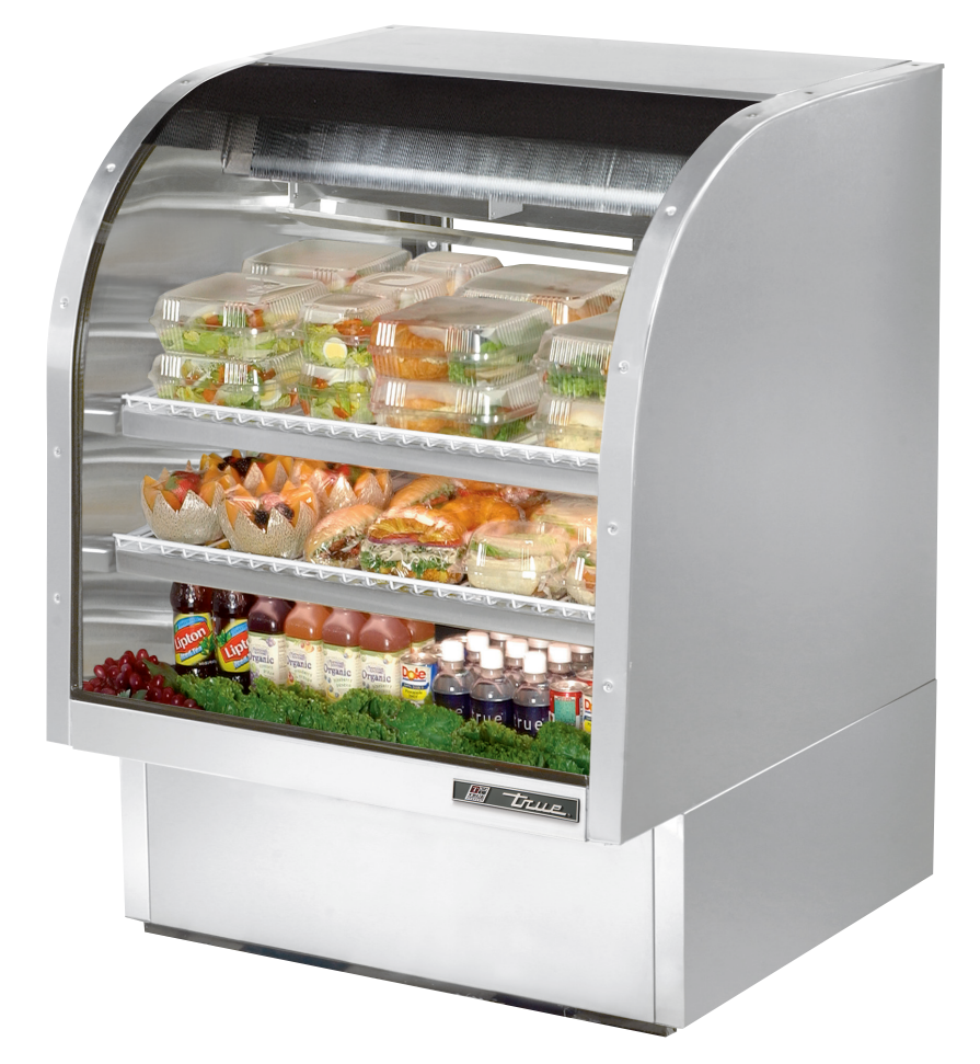 True TCGG-36-S-LD Refrigerated Deli Display Case, 36 1/4" Wide, 2 Doors, 2 Shelves