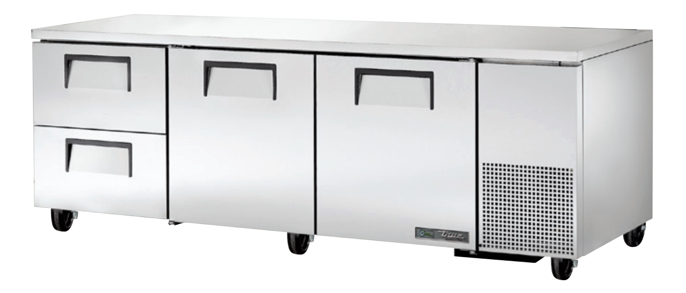 True TUC-93D-2-HC Undercounter Refrigerator, 93 1/4" Wide, 2 Doors, 4 Shelves