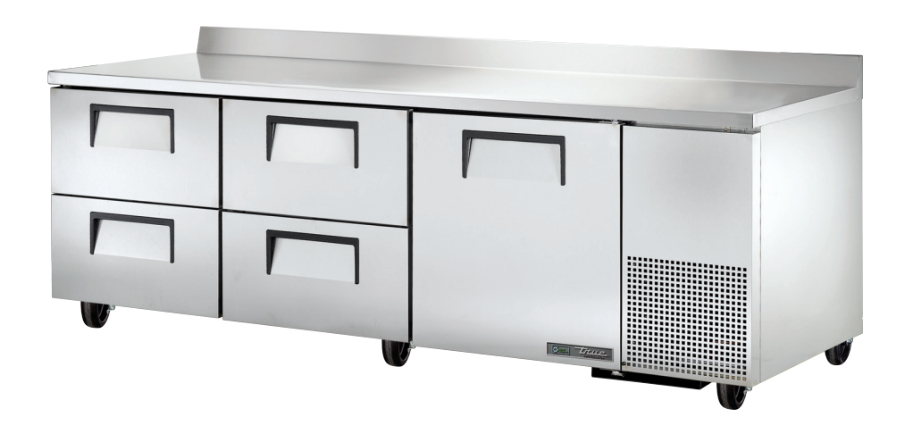 True TWT-93D-4-HC Worktop Refrigerator, 93 1/4" Wide, 1 Door, 2 Shelves