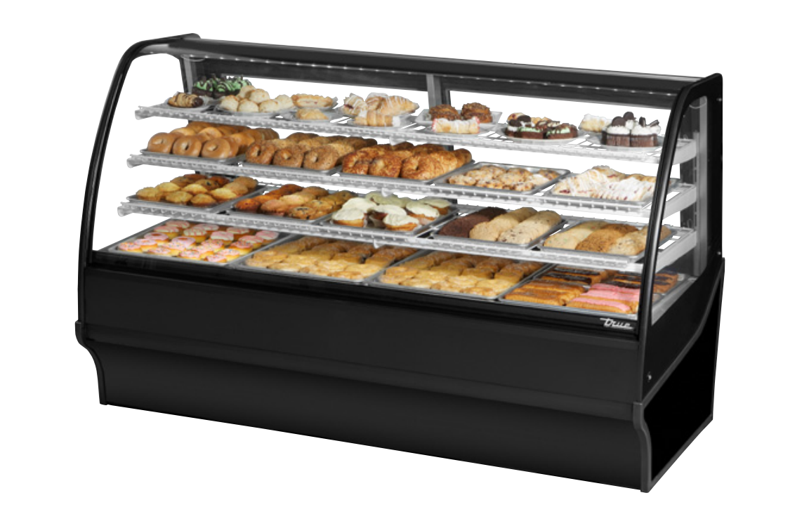 True TDM-DC-77-GE/GE-B-W Non-Refrigerated Bakery Display Case, 77 1/4" Wide, 2 Doors, 3 Shelves