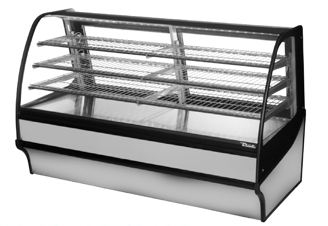 True TDM-DC-77-GE/GE-S-W Non-Refrigerated Bakery Display Case, 77 1/4" Wide, 2 Doors, 3 Shelves