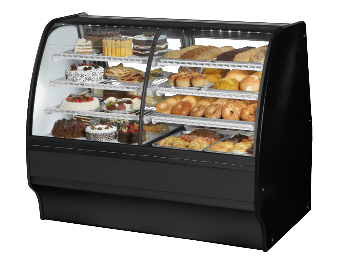 True TDM-DZ-59-GE/GE-B-W Refrigerated and Non Refrigerated Display Case, 59 1/4" Wide, 2 Doors, 6 Shelves