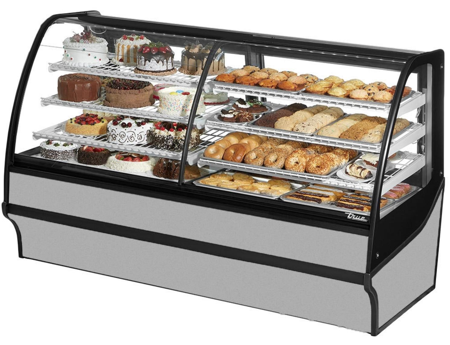 True TDM-DZ-77-GE/GE-S-W Refrigerated and Non Refrigerated Display Case, 77 1/4" Wide, 2 Doors, 6 Shelves