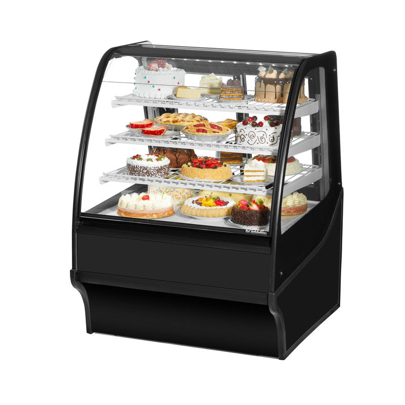 True TDM-R-36-GE/GE-B-W Refrigerated Bakery Display Case, 36 1/4" Wide, 2 Doors, 3 Shelves