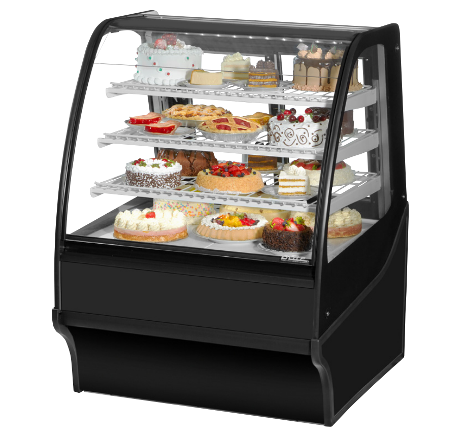 True TDM-R-36-GE/GE-B-W Refrigerated Bakery Display Case, 36 1/4" Wide, 2 Doors, 3 Shelves