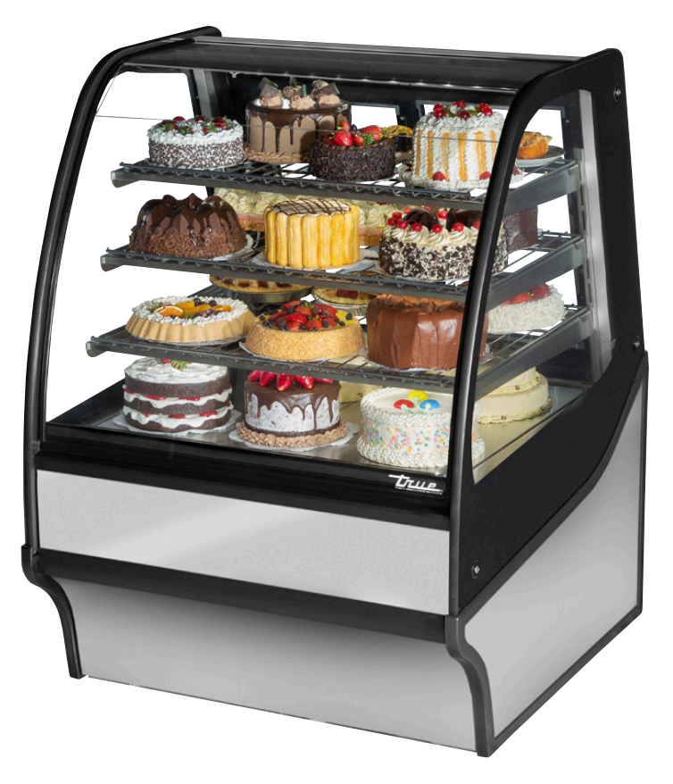 True TDM-R-36-GE/GE-S-S Refrigerated Bakery Display Case, 36 1/4" Wide, 2 Doors, 3 Shelves