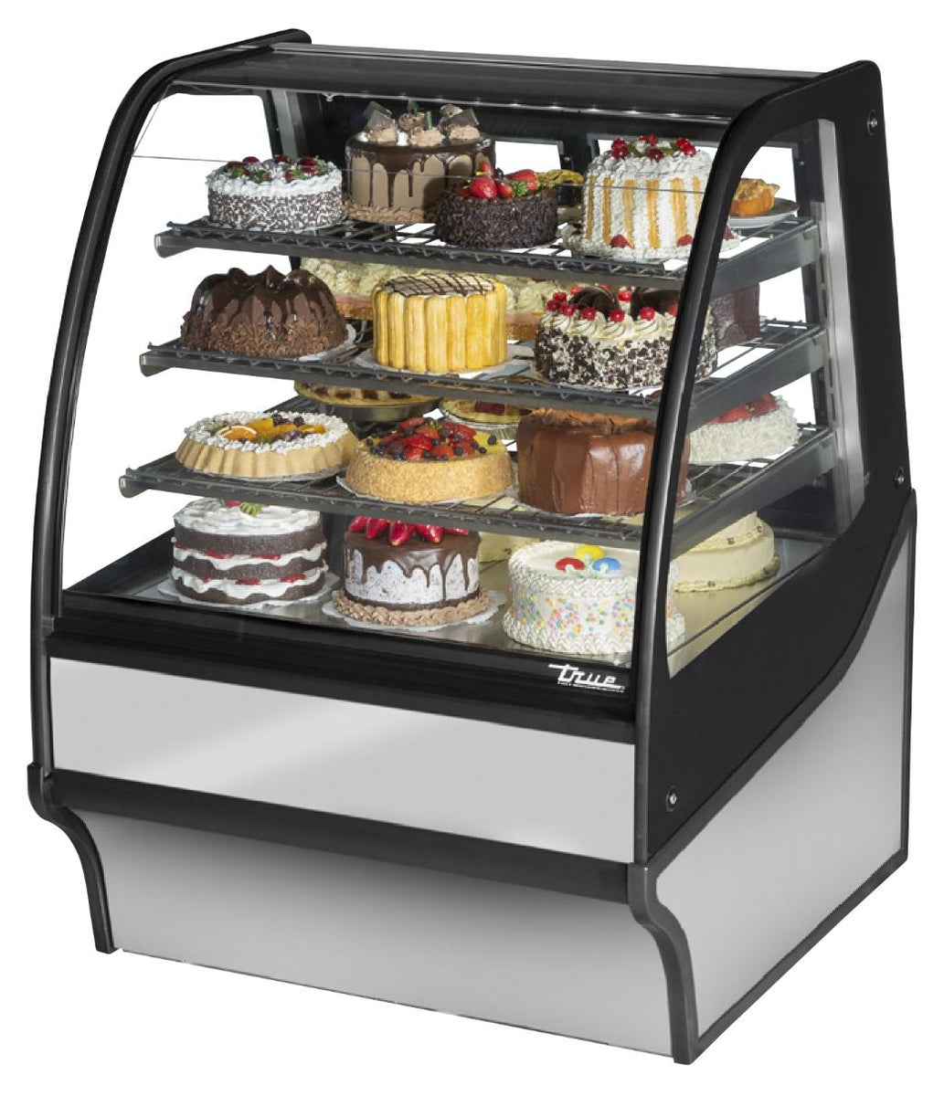 True TDM-R-36-GE/GE-S-W Refrigerated Bakery Display Case, 36 1/4" Wide, 2 Doors, 3 Shelves