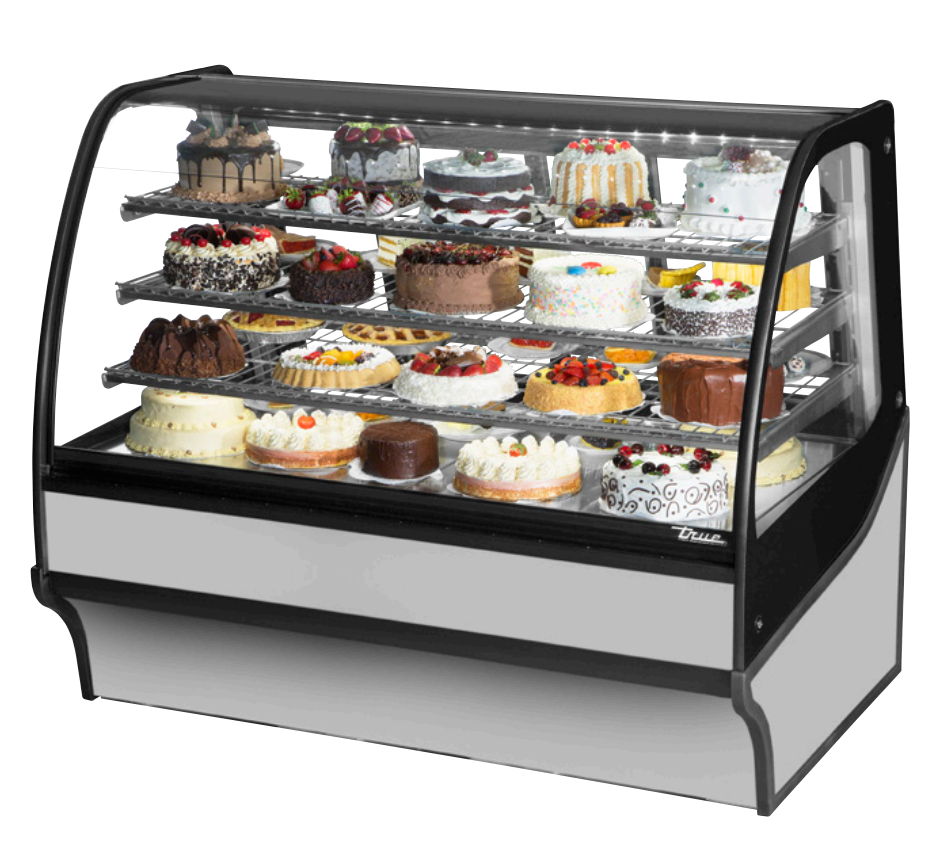 True TDM-R-59-GE/GE-S-S Refrigerated Bakery Display Case, 59 1/4" Wide, 2 Doors, 3 Shelves
