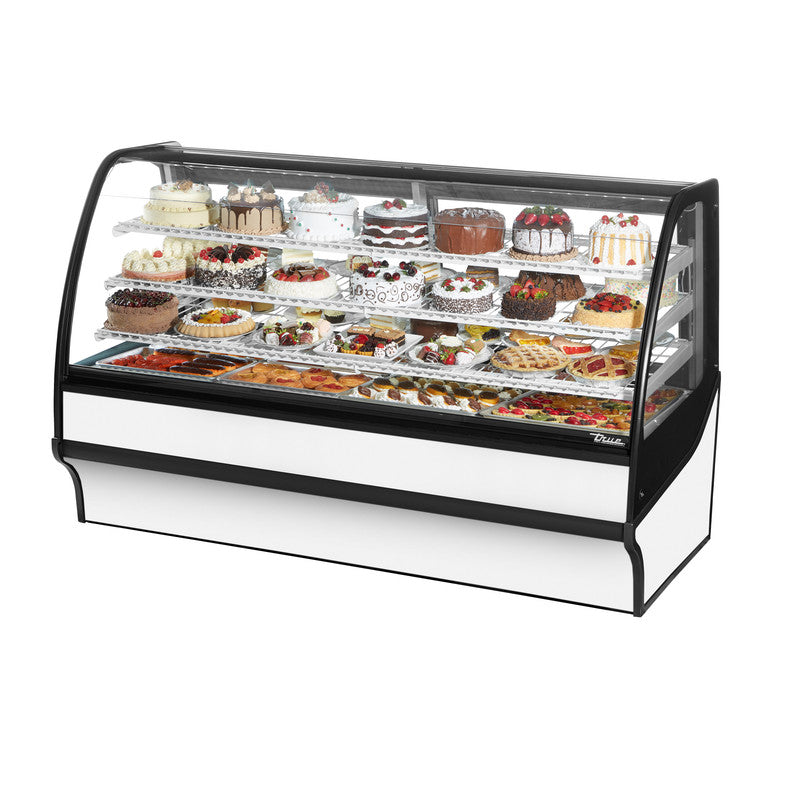 True TDM-R-77-GE/GE-W-W Refrigerated Bakery Display Case, 77 1/4" Wide, 2 Doors, 3 Shelves