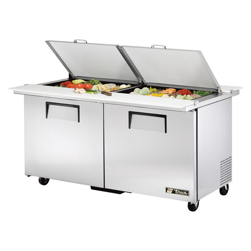 True TSSU-60-24M-B-DS-ST-HC Sandwich Prep Table, 60 3/8" Wide, 2 Doors, 4 Shelves, 24 Pans (Tops)