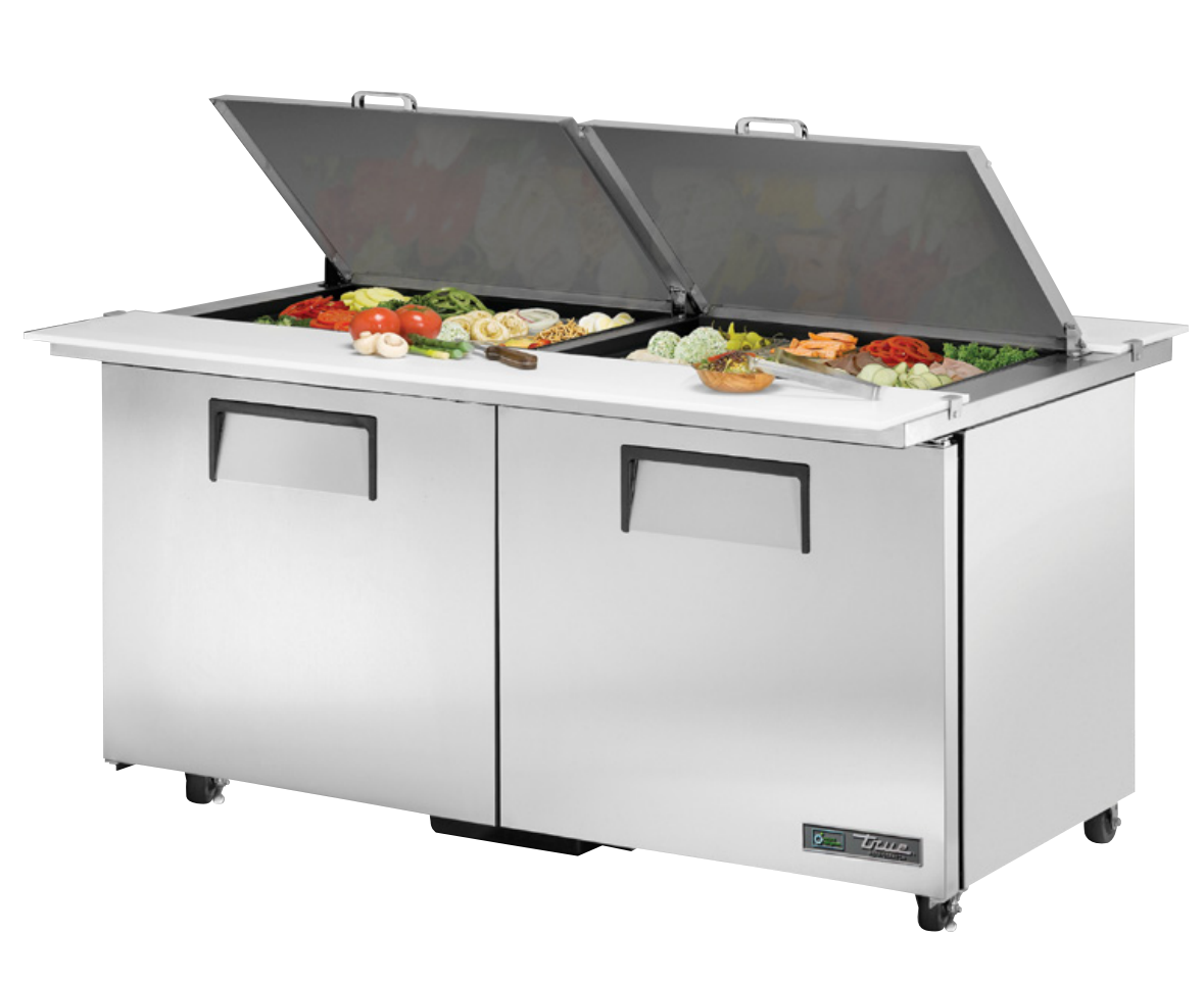 True TSSU-60-24M-B-DS-ST-ADA-HC Sandwich Prep Table, 60 3/8" Wide, 2 Doors, 4 Shelves, 24 Pans (Tops)
