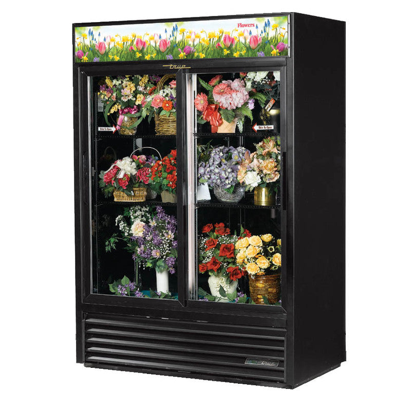 True GDM-47FC-HC-LD Floral Merchandiser, 54 1/8" Wide, 2 Doors, 4 Shelves