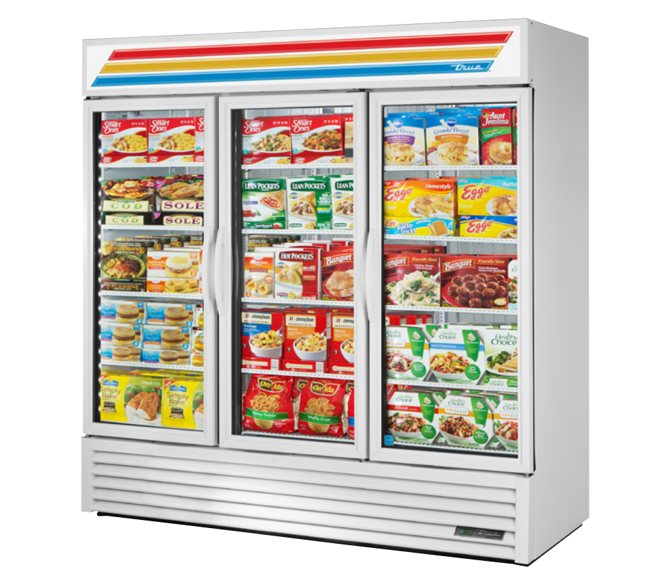 True GDM-72F-HC~TSL01 Merchandiser Freezer, 78 1/8" Wide, 3 Doors, 12 Shelves