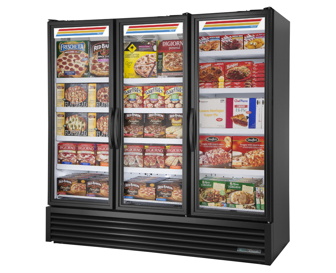 True FLM-81F~TSL01 Merchandiser Freezer, 80 3/4" Wide, 3 Doors, 12 Shelves