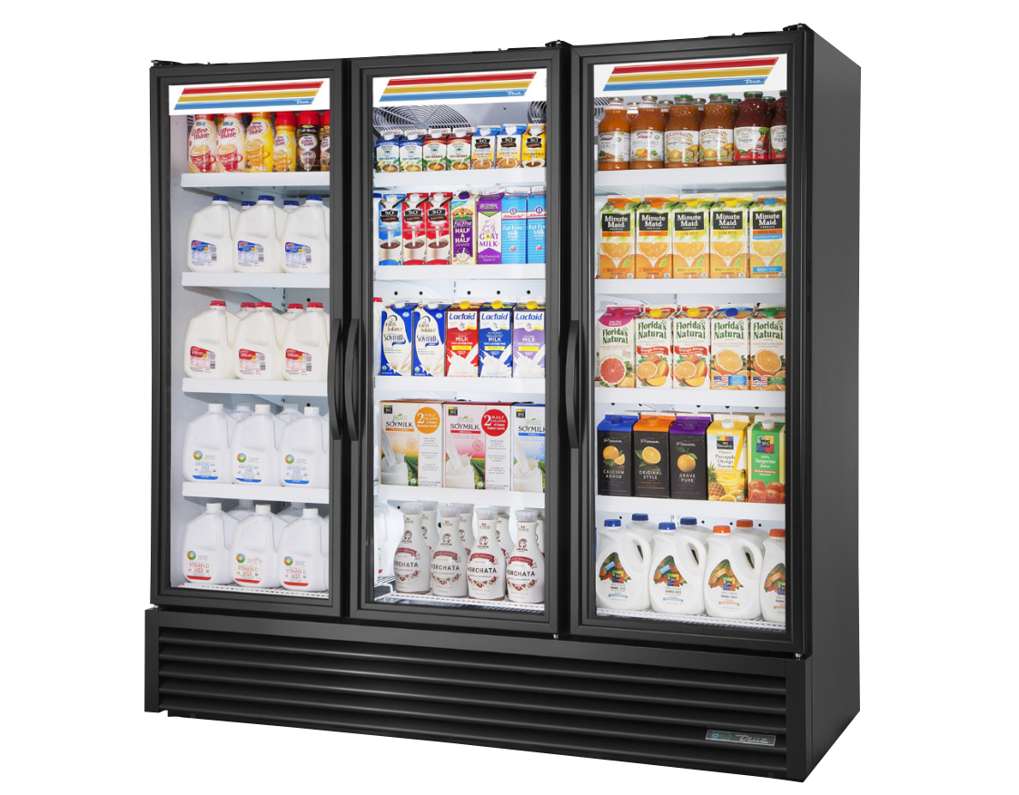 True FLM-81~TSL01 Merchandiser Refrigerator, 80 3/4" Wide, 3 Doors, 12 Shelves