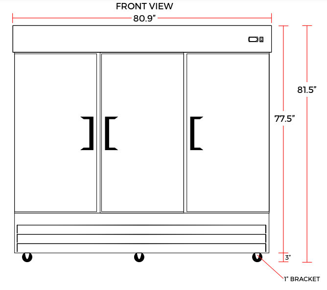 Coldline C-3FE 81" Triple Solid Door Reach-In Freezer