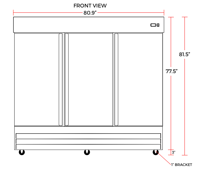Coldline C-3FF 81" Triple Solid Door Reach-In Freezer