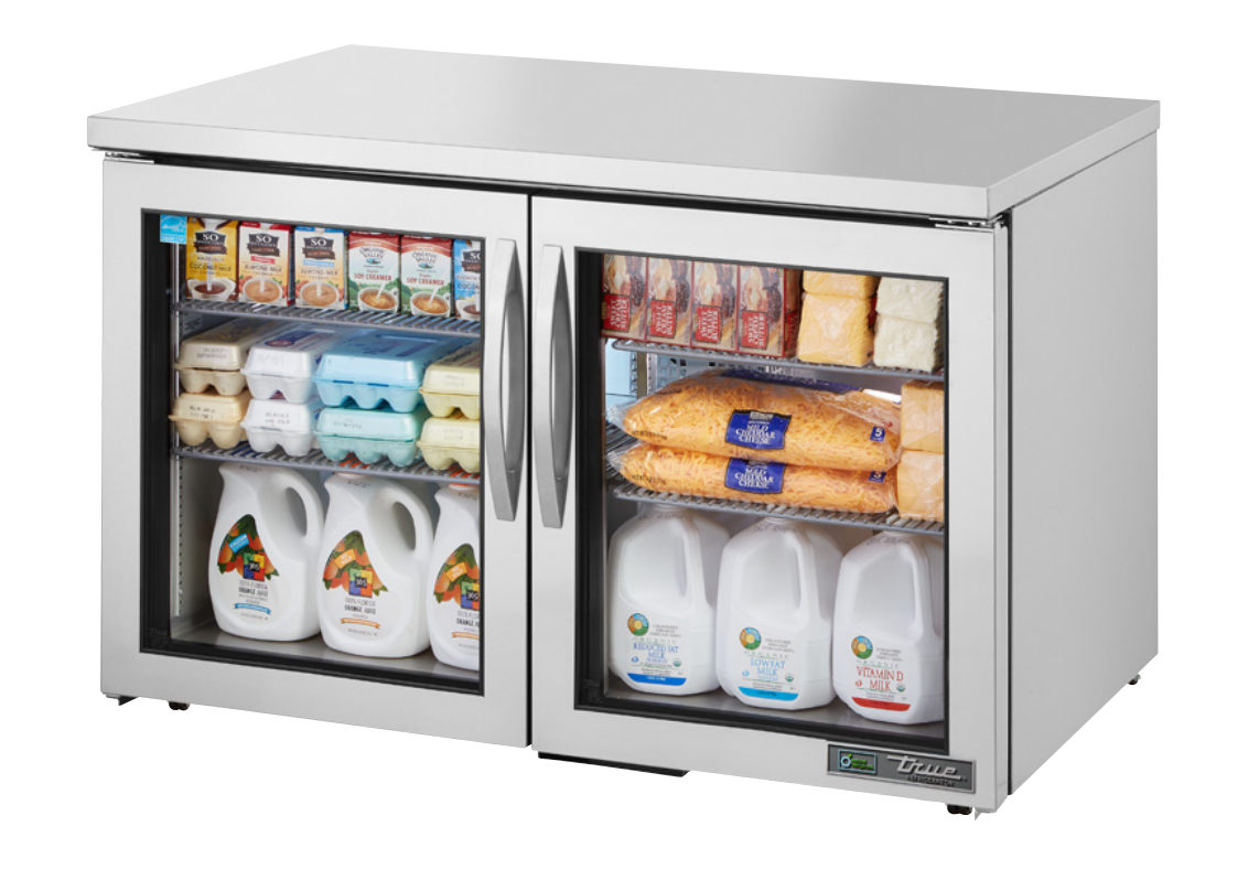 True TUC-48G-LP-HC~FGD01 Undercounter Refrigerator, 48 3/8" Wide, 2 Doors, 4 Shelves
