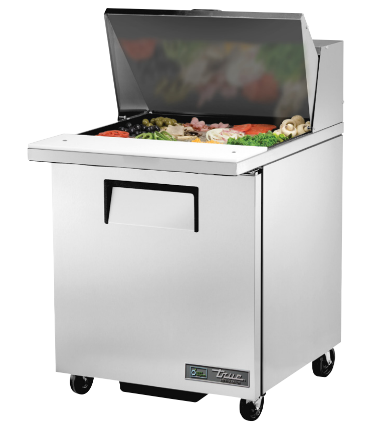 True TSSU-27-12M-C-HC Sandwich Prep Table, 27 5/8" Wide, 1 Door, 2 Shelves, 12 Pans (Tops)