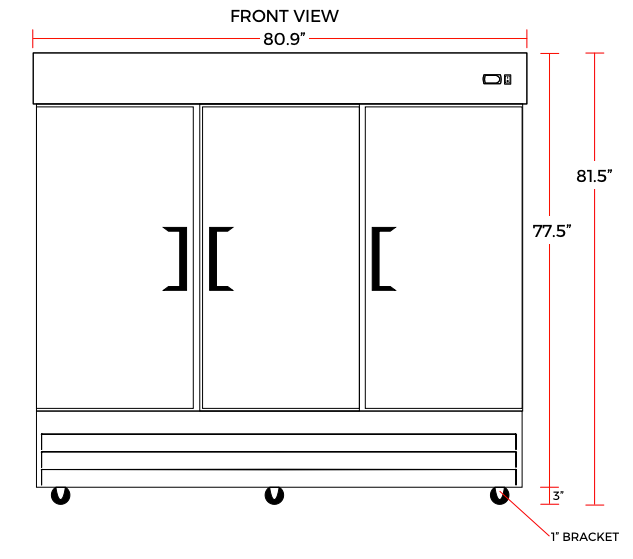 Coldline C-3RE 81" Triple Solid Door Reach-In Refrigerator