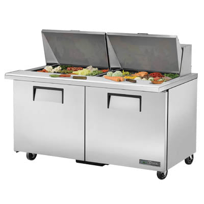 True TSSU-60-24M-B-ST-HC Sandwich Prep Table, 60 3/8" Wide, 2 Doors, 4 Shelves, 24 Pans (Tops)