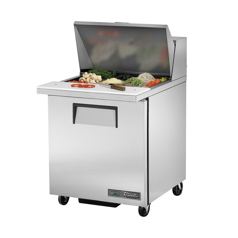 True TSSU-27-12M-B-HC~SPEC3 Sandwich Prep Table, 27 5/8" Wide, 1 Door, 2 Shelves, 12 Pans (Tops)