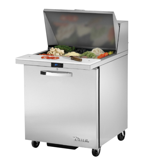 True TSSU-27-12M-B-ADA-HC~SPEC3 Sandwich Prep Table, 275/8" Wide, 1 Door, 2 Shelves, 12 Pans (Tops)
