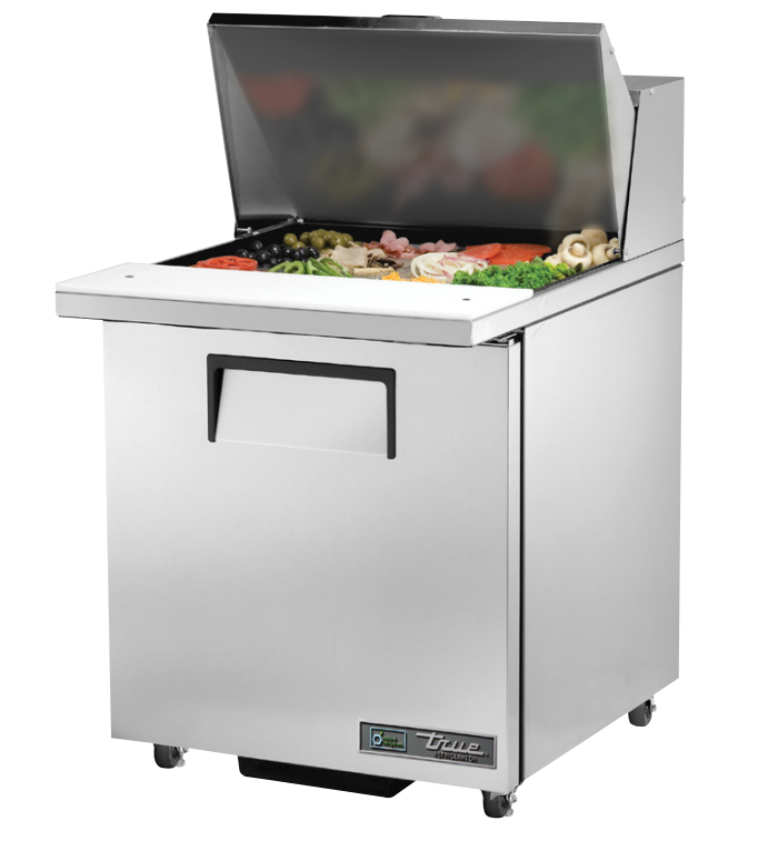 True TSSU-27-12M-C-ADA-HC Sandwich Prep Table, 275/8" Wide, 1 Door, 2 Shelves, 12 Pans (Tops)