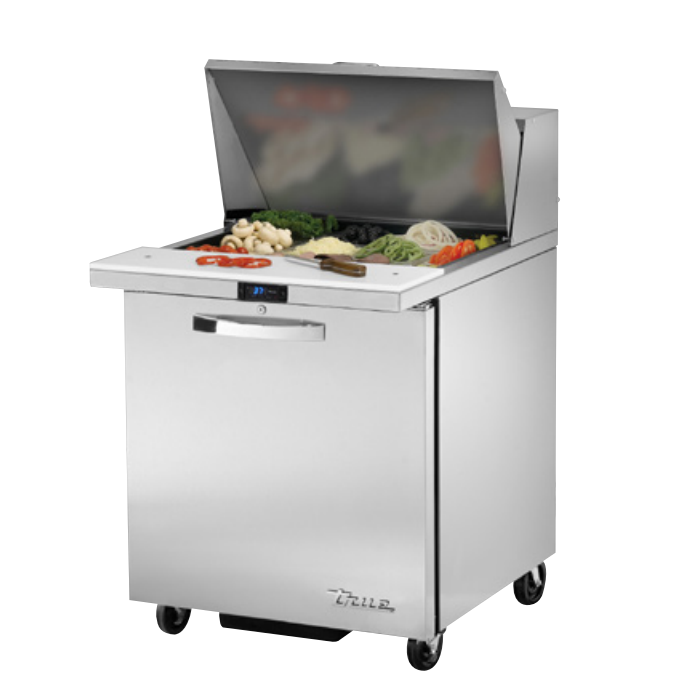 True TSSU-27-12M-C-ADA-HC~SPEC3 Sandwich Prep Table, 275/8" Wide, 1 Door, 2 Shelves, 12 Pans (Tops)