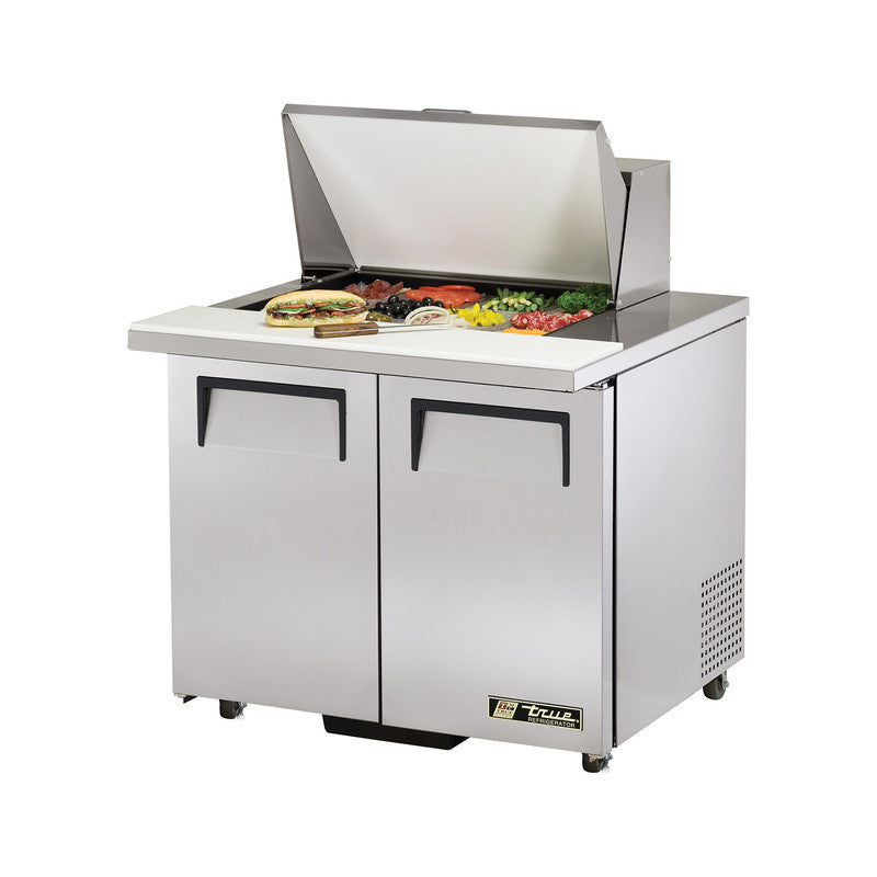 True TSSU-36-12M-B-ADA-HC Sandwich Prep Table, 36 3/8" Wide, 2 Doors, 4 Shelves, 12 Pans (Tops)