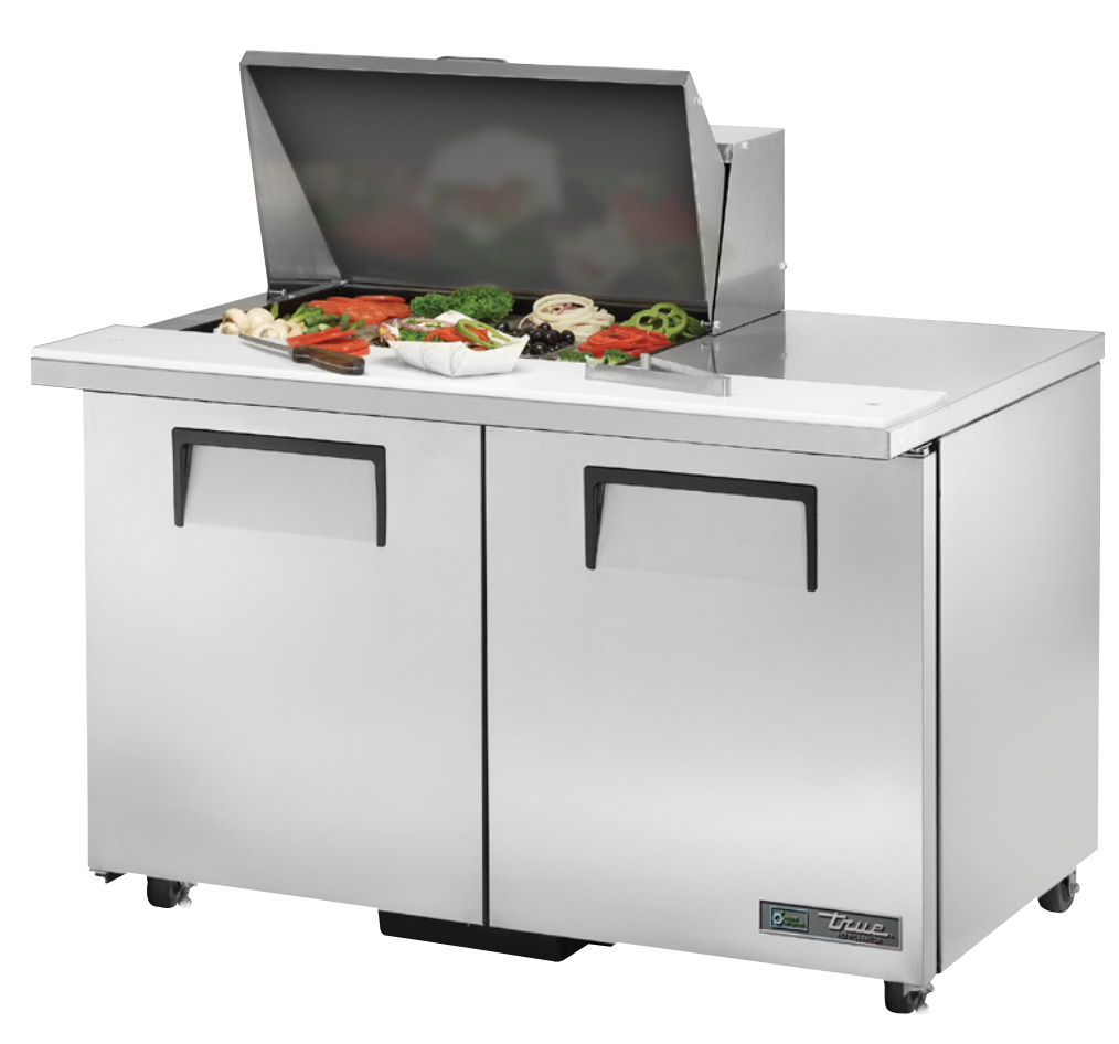 True TSSU-48-12M-B-ADA-HC Sandwich Prep Table, 483/8" Wide, 2 Doors, 4 Shelves, 12 Pans (Tops)