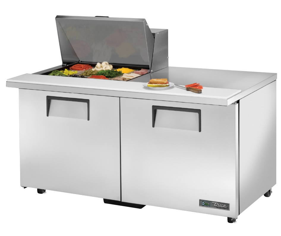 True TSSU-60-12M-B-ADA-HC Sandwich Prep Table, 603/8" Wide, 2 Doors, 4 Shelves, 12 Pans (Tops)