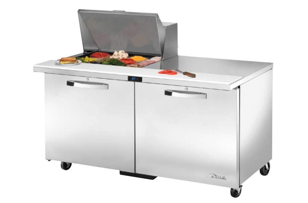 True TSSU-60-12M-B-ADA-HC~SPEC3 Sandwich Prep Table, 603/8" Wide, 2 Doors, 4 Shelves, 12 Pans (Tops)