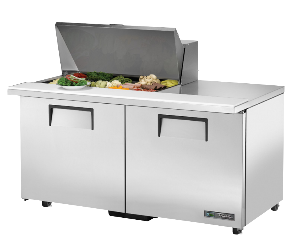 True TSSU-60-15M-B-ADA-HC Sandwich Prep Table, 603/8" Wide, 2 Doors, 4 Shelves, 15 Pans (Tops)