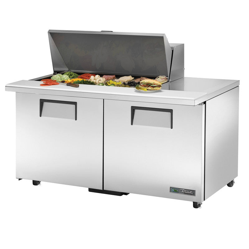 True TSSU-60-18M-B-ADA-HC Sandwich Prep Table, 60 3/8" Wide, 2 Doors, 4 Shelves, 18 Pans (Tops)