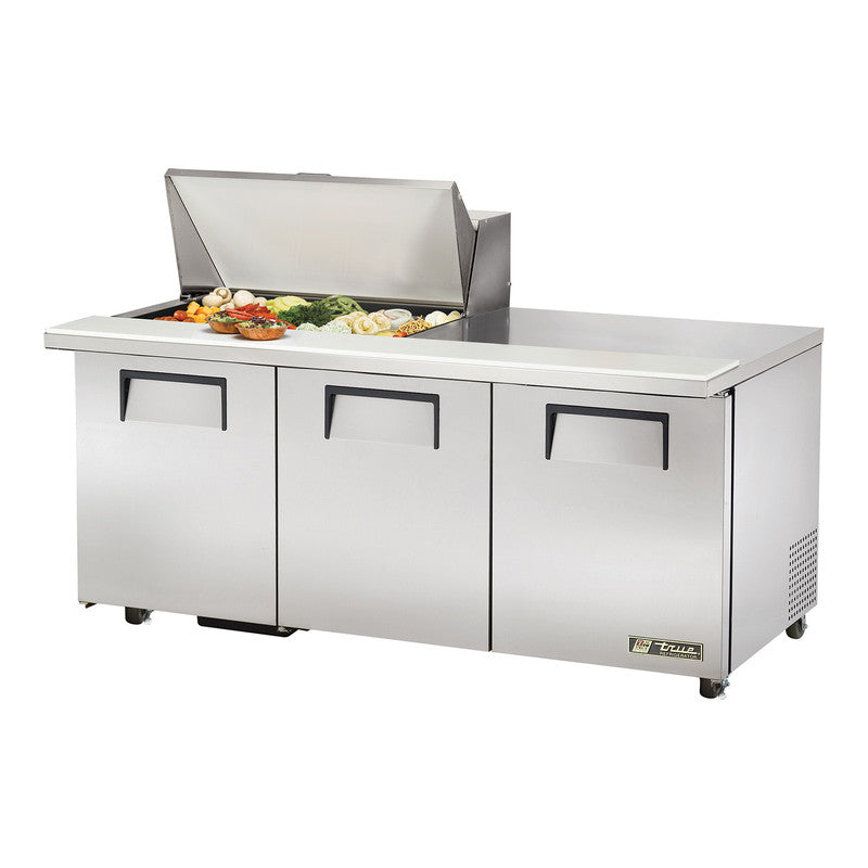 True TSSU-72-15M-B-ADA-HC Sandwich Prep Table, 723/8" Wide, 3 Doors, 6 Shelves, 15 Pans (Tops)