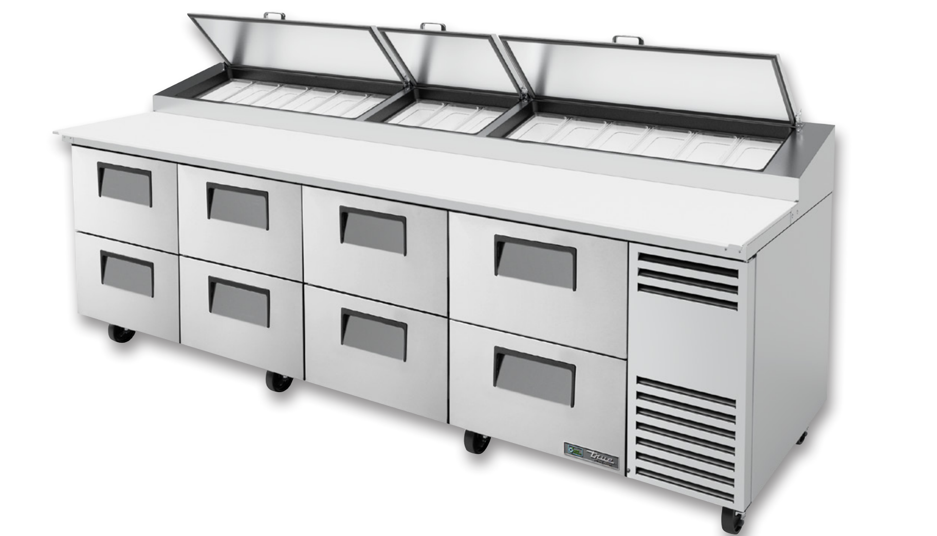 True TPP-AT-119D-8-HC Pizza Prep Table, 119 1/4" Wide, 15 Pans (Tops)