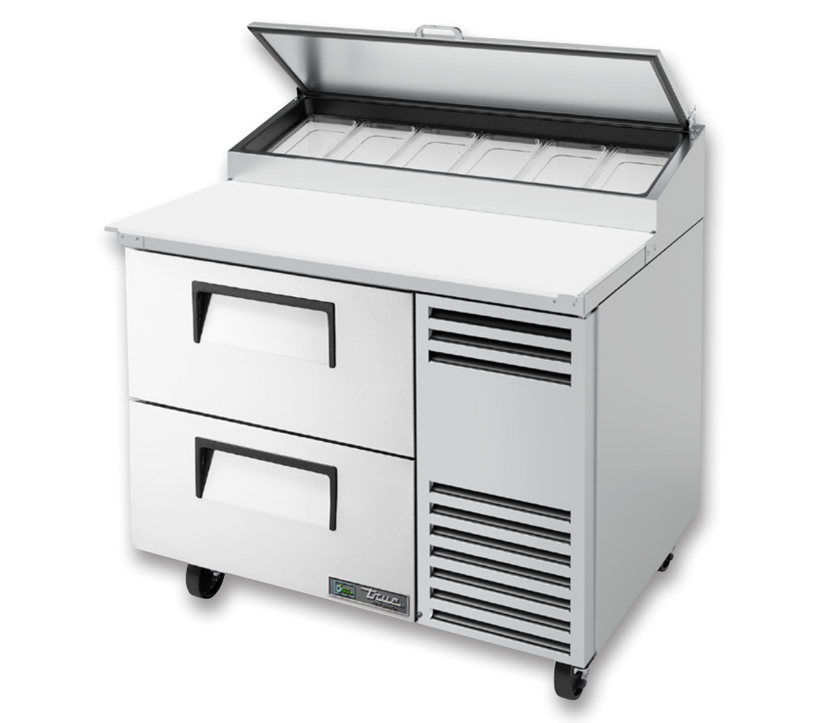 True TPP-AT-44D-2-HC Pizza Prep Table, 44 5/8" Wide, 6 Pans (Tops)