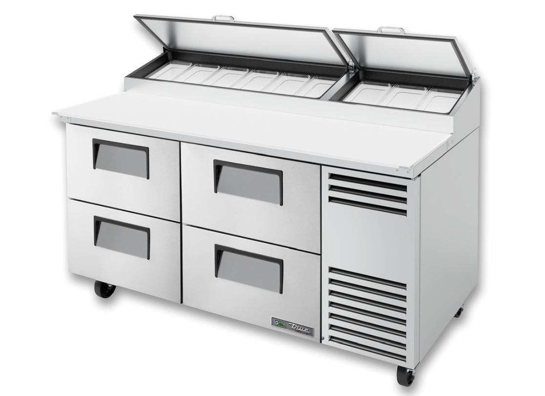 True TPP-AT-67D-4-HC Pizza Prep Table, 67 3/8" Wide, 9 Pans (Tops)