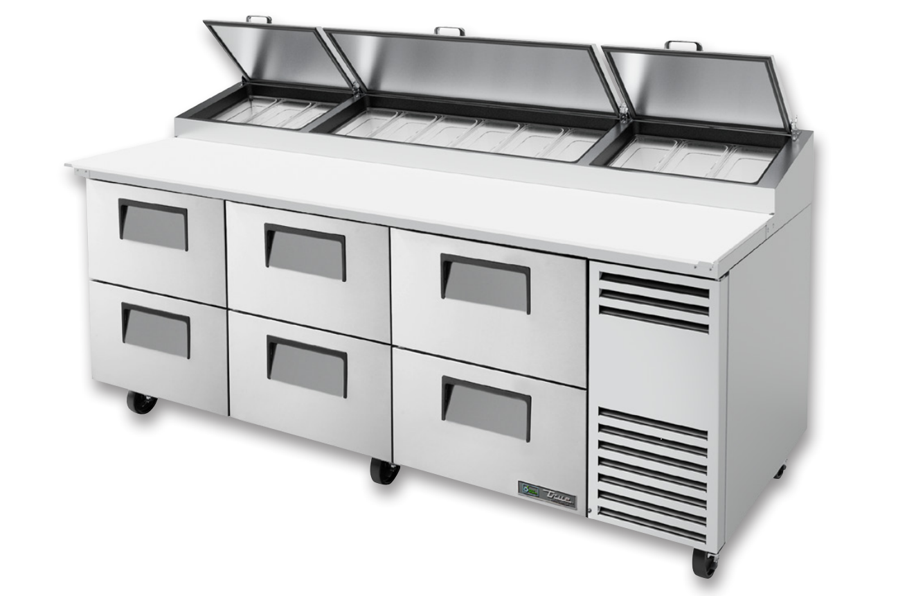 True TPP-AT-93D-6-HC Pizza Prep Table, 93 1/2" Wide, 12 Pans (Tops)