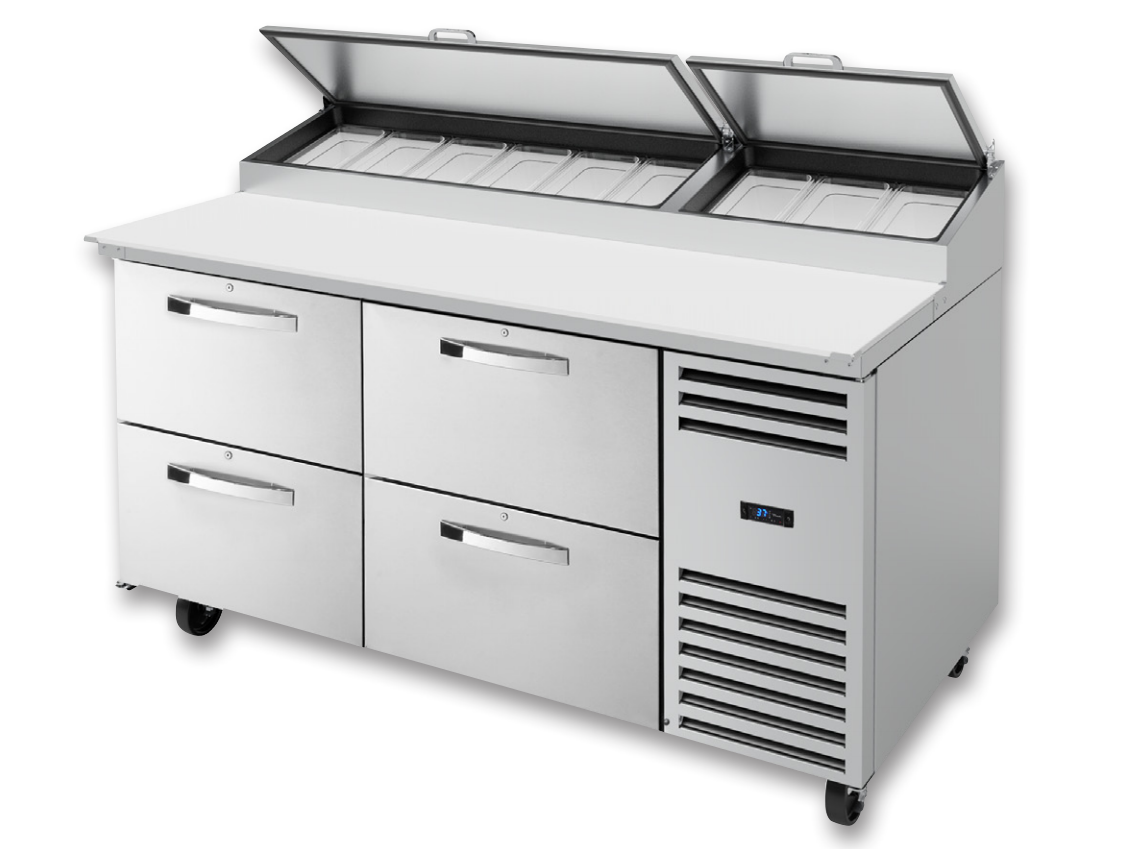 True TPP-AT-67D-4-HC~SPEC3 Pizza Prep Table, 67 3/8" Wide, 9 Pans (Tops)