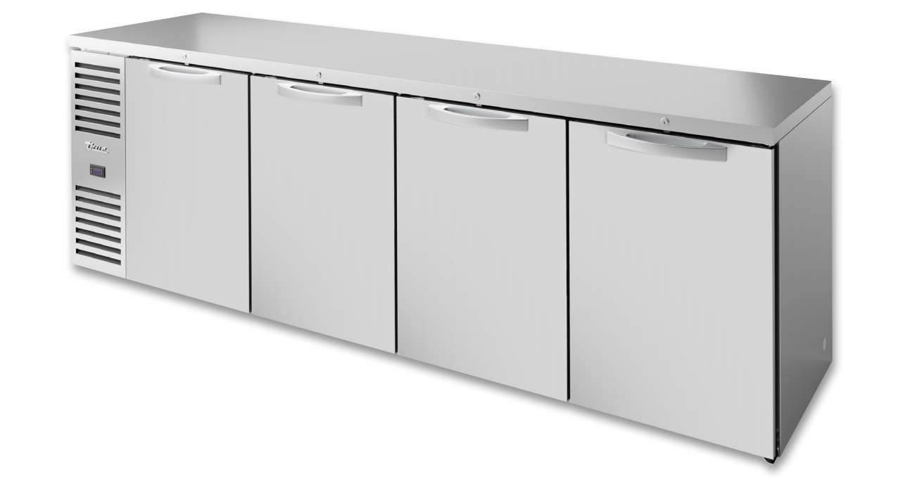 True TBR108-RISZ1-L-S-SSSS-1 Back Bar Cooler, 108" Wide, 4 Doors
