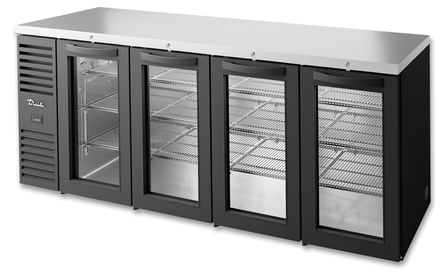 True TBR92-RISZ1-L-B-GGGG-1 Back Bar Cooler, 92" Wide, 4 Doors